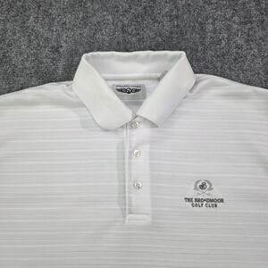 Straight Down Shirt Mens Large White Stripe Performance Polo Broadmoor Golf Club